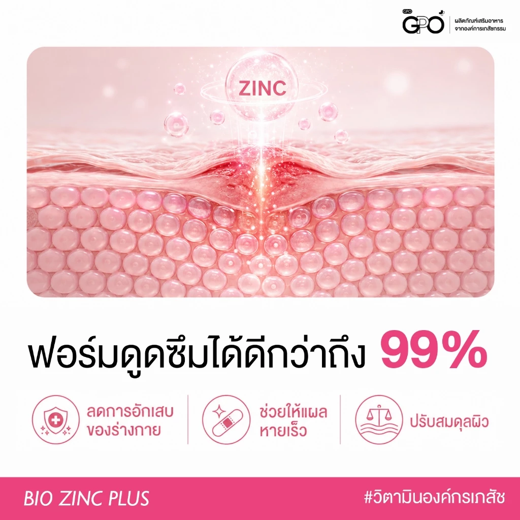 [1แถม1] GPO PLUS BIO ZINC PLUS | ไบโอ ซิงค์ ผิวแข็งแรง ดูแลปัญหาสิว แก้ผิวโทรม โดย GPO Plus องค์การเภสัชกรรม thumbnail 8