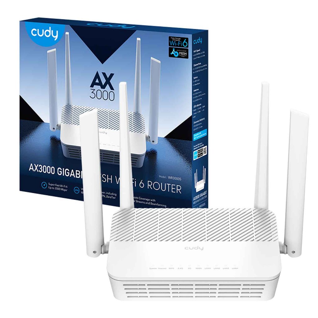 Router CUDY (WR3000S) Wireless AX3000 Gigabit Ethernet RJ45 Ports WiFi6