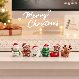 โมเดลจิ๋วเมอรี่คริสมาสจำนวน6ตัวตกแต่ง สะสม วางโชว์ วัสดุเรซิ่น ของตกแต่งคริสมาสต์ แถมกาวติด โมเดลฟิกเกอร์WY-0108