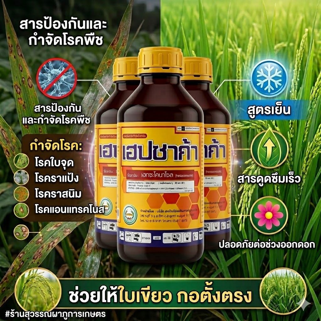 เฮปซาก้า เฮกซะโคนาโซล (3ขวด)สารป้องกันและกำจัดโรคพืชที่เกิดจากเชื้อรา โรคราแป้ง โรคราสนิม โรคแอนแทรคโนส