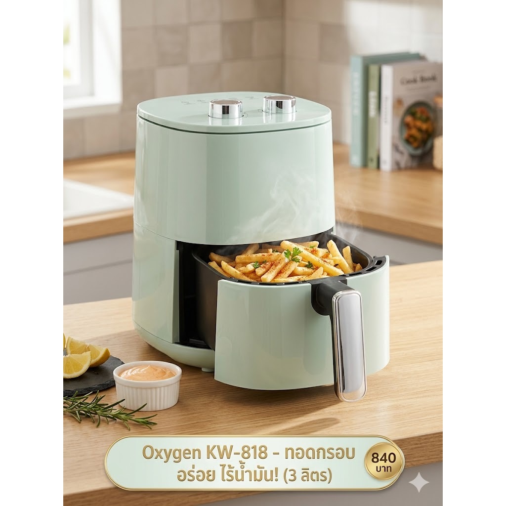 หม้อทอดไร้น้ำมัน 3 ลิตร Oxygen  KW-818