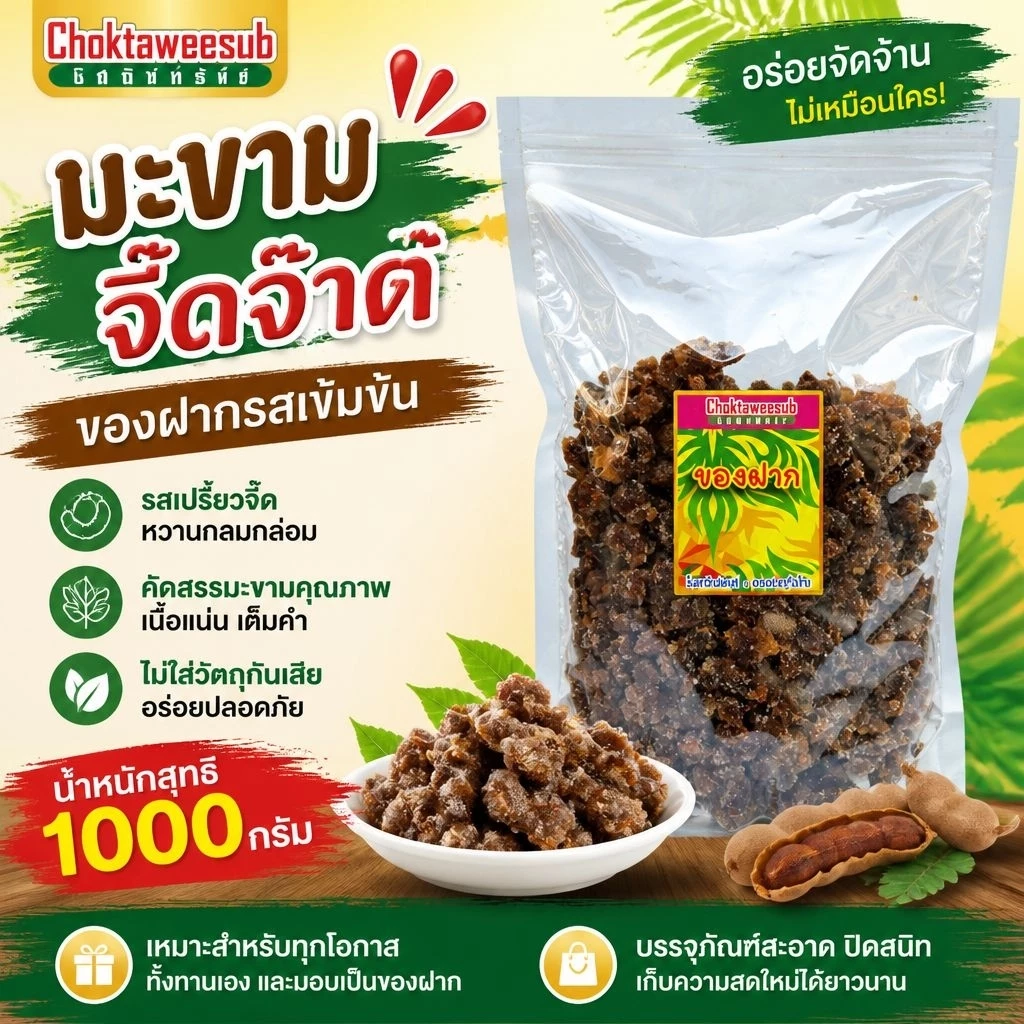 จี๊ดจ๊าด เปรี้ยวจี๊ด มะขามจี๊ดจ๊าด รสดั้งเดิม บรรจุ 1000 กรัม
