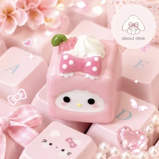 about desk | Sweet Dessert Keycap Handmade Artisan Keycap คีย์แคปเรซิ่นลายขนม คาแรกเตอร์สุดคิ้วท์ Cherry พร้อมส่งจากไทย