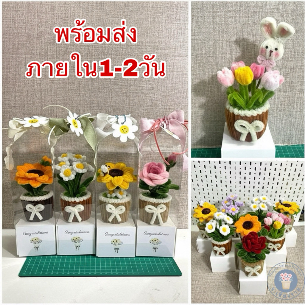 กระถางดอกไม้กำมะหยี่(พร้อมกล่อง+ฟรีการ์ด)