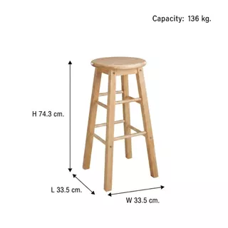 PJ wood เก้าอี้บาร์ 29 นิ้ว เคาน์เตอร์บาร์ ร้านกาแฟ มินิมอล 29" High Bar Stool