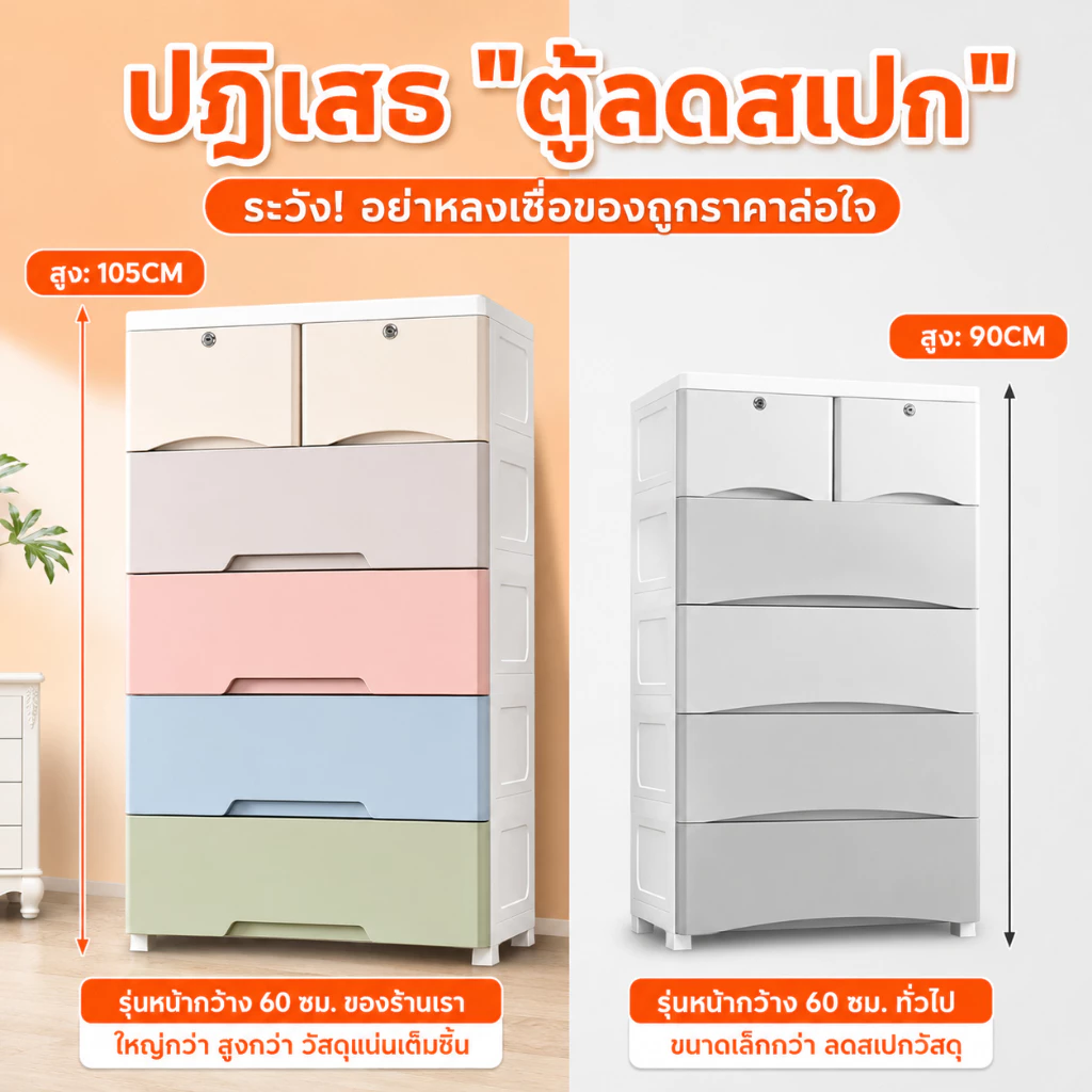 LESS ตู้ข้างเตียง ลิ้นชักใส่เสื้อผ้า ลิ้นชักเก็บของ 60cm ความจุแบริ่ง 500KG ปลอดสารพิษ ไม่มีกลิ่น กันฝุ่นและ มีล้อ thumbnail 9