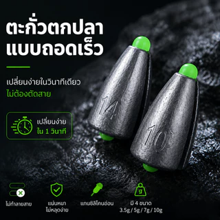 พร้อมส่งภายใน48ชั่วโมง ตะกั่วถ่วงน้ำหนักทรงจรวดหน้าดิน แพคละ20ชิ้น น้ำหนัก3.5-14กรัม อุปกรณ์ตกปลา สำหรับตกทะเล ตกทะเลสาบ