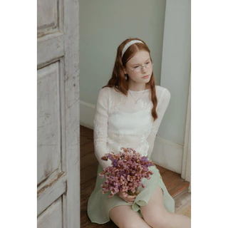 KALE LACE TOP(White•Past green)