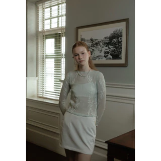 KALE LACE TOP(White•Past green)