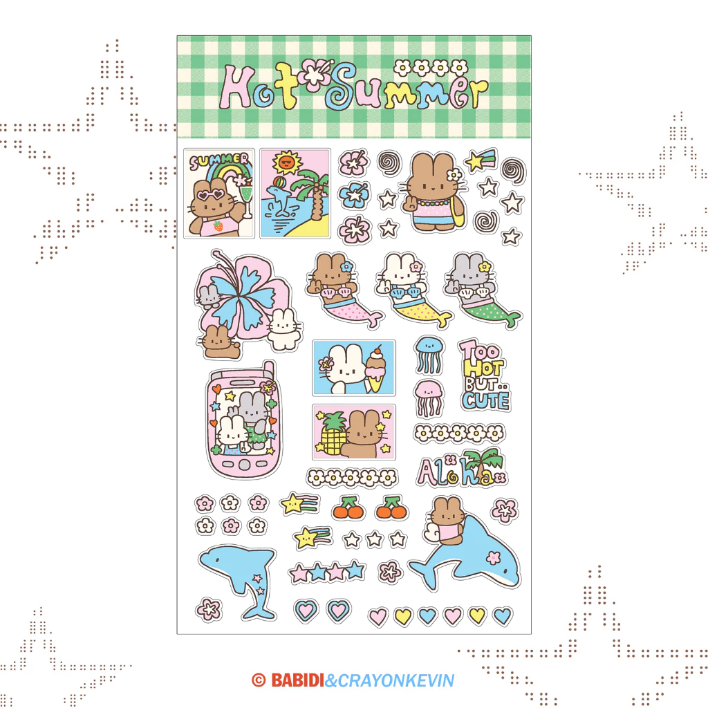 (Sticker) babidi : HOT SUMMER / สติกเกอร์ลายกระต่ายสีน้ำตาล