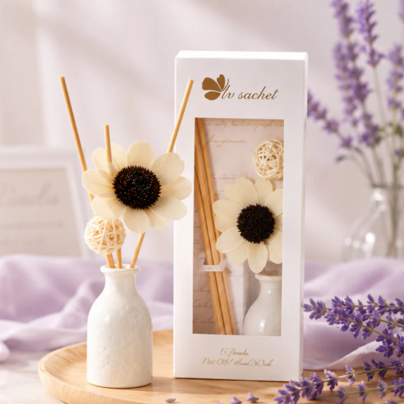 ก้านไม้หอม ก้านไม้หอมปรับอากาศ Reed Diffuser 30ml พร้อมขวดเซรามิก+ดอกไม้ตกแต่ง หอมนาน 30 วัน