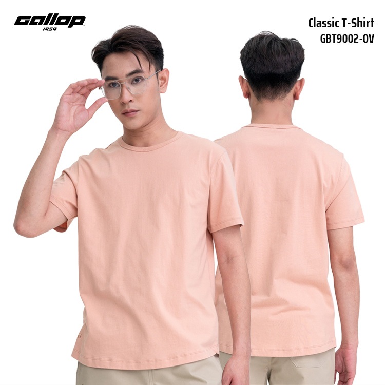 GALLOP Men’s Classic T-Shirt เสื้อยืดคอกลมสีพื้น ชายโค้ง ทรง Regular Fit (GBT9002-LY)