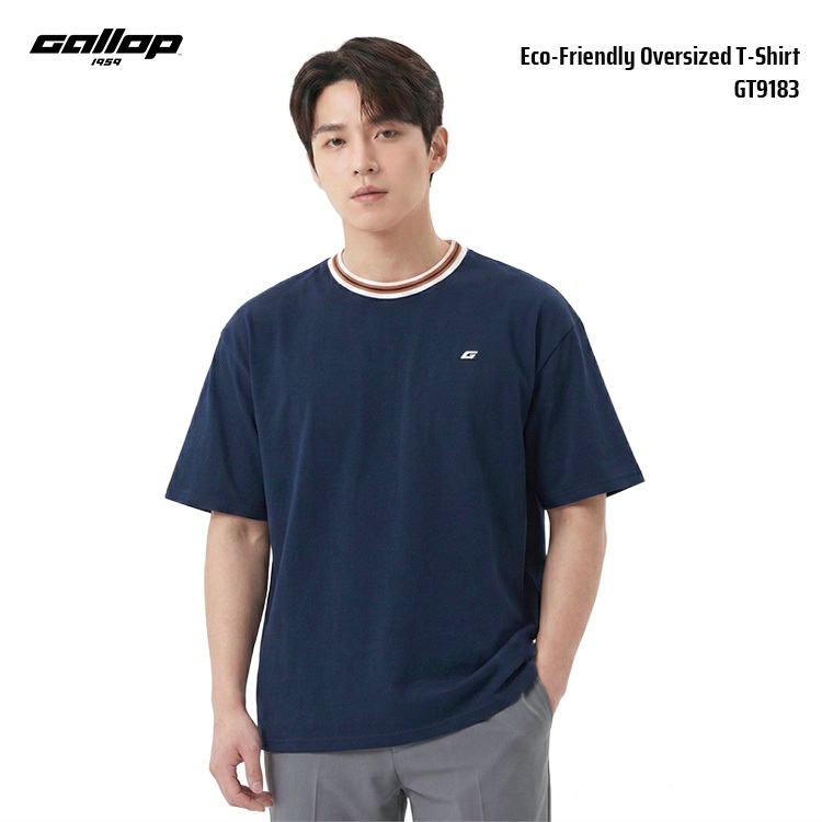 GALLOP Men’s Eco-Friendly Oversized T-Shirt เสื้อยืดคอกลมรักษ์โลก ทรงโอเวอร์ไซส์ (GT9183)