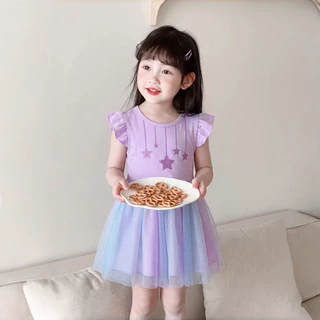 PRINCESS KESLI 1-12 ปี เดรสเด็กผู้หญิง ชุดเจ้าหญิง ชุดเด็ก สไตล์น่ารัก แขนกุด ผ้าทูลล์ านุ่มใสสบายฯ แฟชั่นฤดูร้อนเด็ก