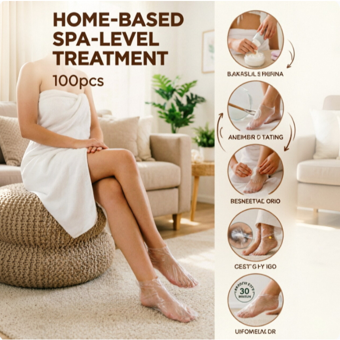 Mavix ถุงครอบเท้าดีท็อกซ์ SPA ใช้แล้วทิ้ง 100 ชิ้น ใส กันน้ำ แก้ส้นเท้าแตก ป้องกันเชื้อ สำหรับเพดิเคอร์