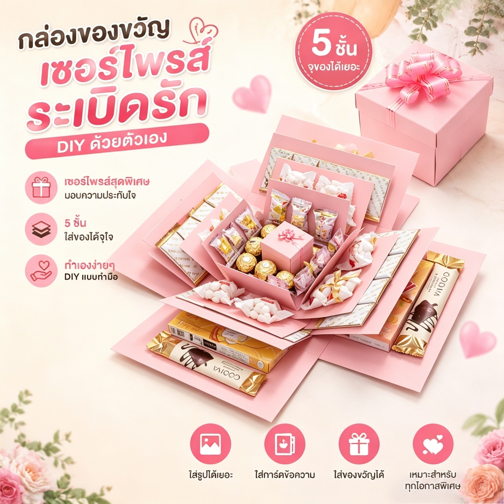 ส่งจากไทย กล่องของขวัญ กล่องอัลบั้มรูป DIY แบบทํามือ เซอร์ไพรส์กล่องระเบิด