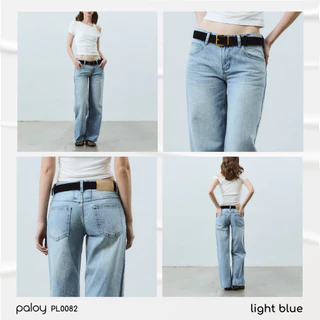 [Best Seller] Paloy - PL0082 กางเกงยีนส์เอวต่ำ ขากระบอกกลาง แต่งเฟด