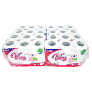 กระดาษทิชชู่ม้วนวีวี่ Vivy 1 โพลี 48 ม้วน (Box Vivy Red Roll) เป็นมิตรต่อสิ่งแวดล้อม