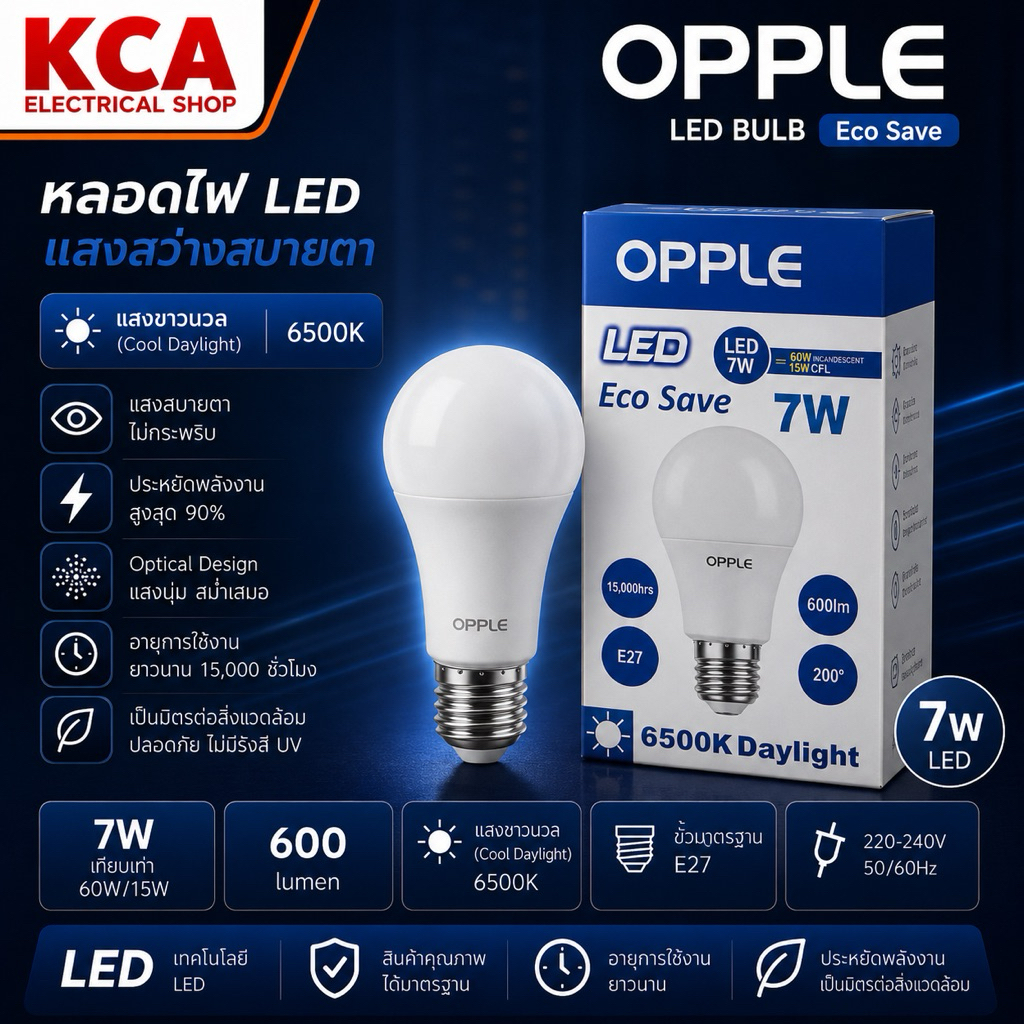 หลอดไฟ​ แอลอีดี LED​ BULB OPPLE​ E27​ 7W 9W 12W 14W 15W