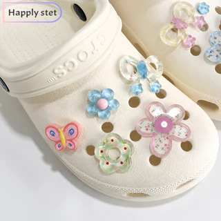 Happystep 10ชิ้น/เซ็ต G17ผีเสื้อดอกไม้*เฉพาะตัวติด(พร้อมส่ง) จิ๊บบิท ตัวติดรองเท้า ชุดตกแต่งรองเท้า ลายการ์ตูนน่ารักๆ