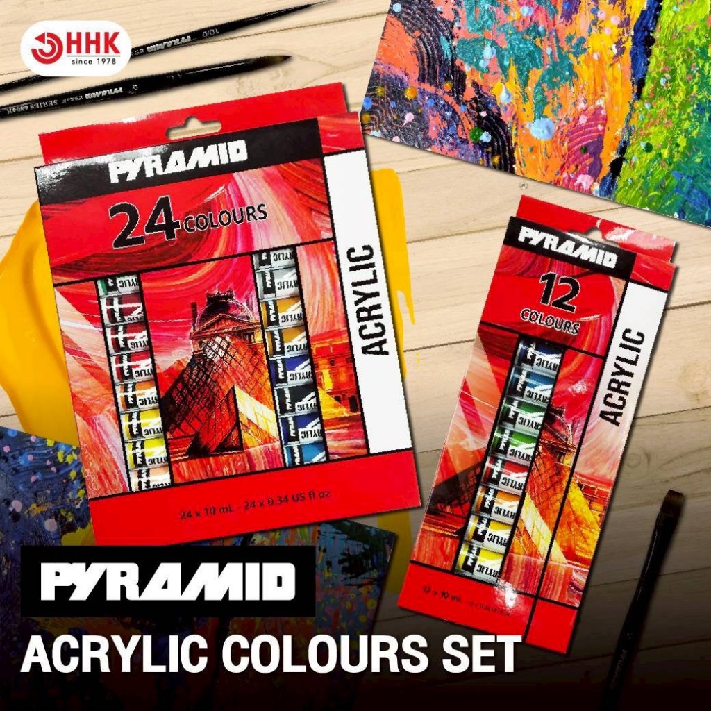 Pyramid Acrylic Set ชุดสีอคริลิค 12 , 24สี  ขนาด 10 ml