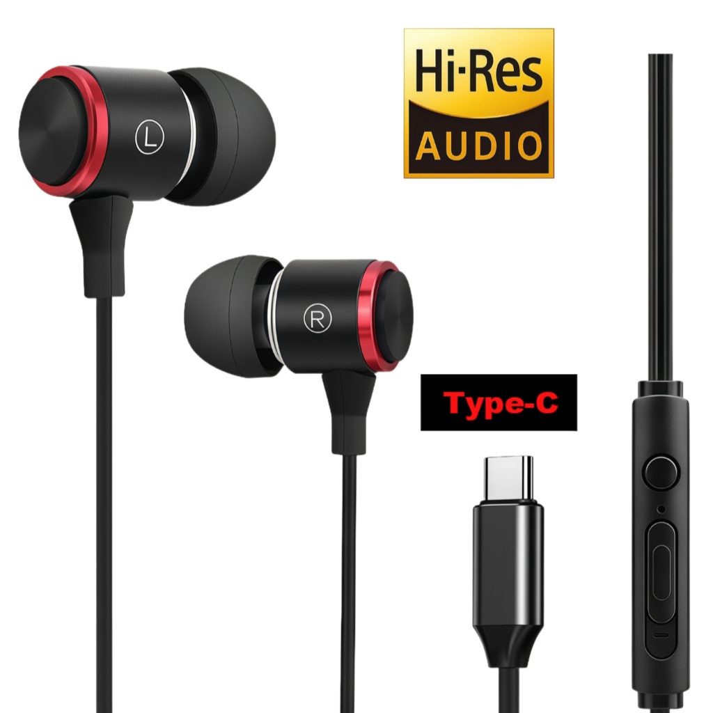 หูฟัง Type-C Digital แท้ (Built-in DAC) เสียง Hi-Res เบสหนัก รองรับ Samsung/Pad/Android ทุกรุ่น ไม่ต้องใช้หัวแปลง