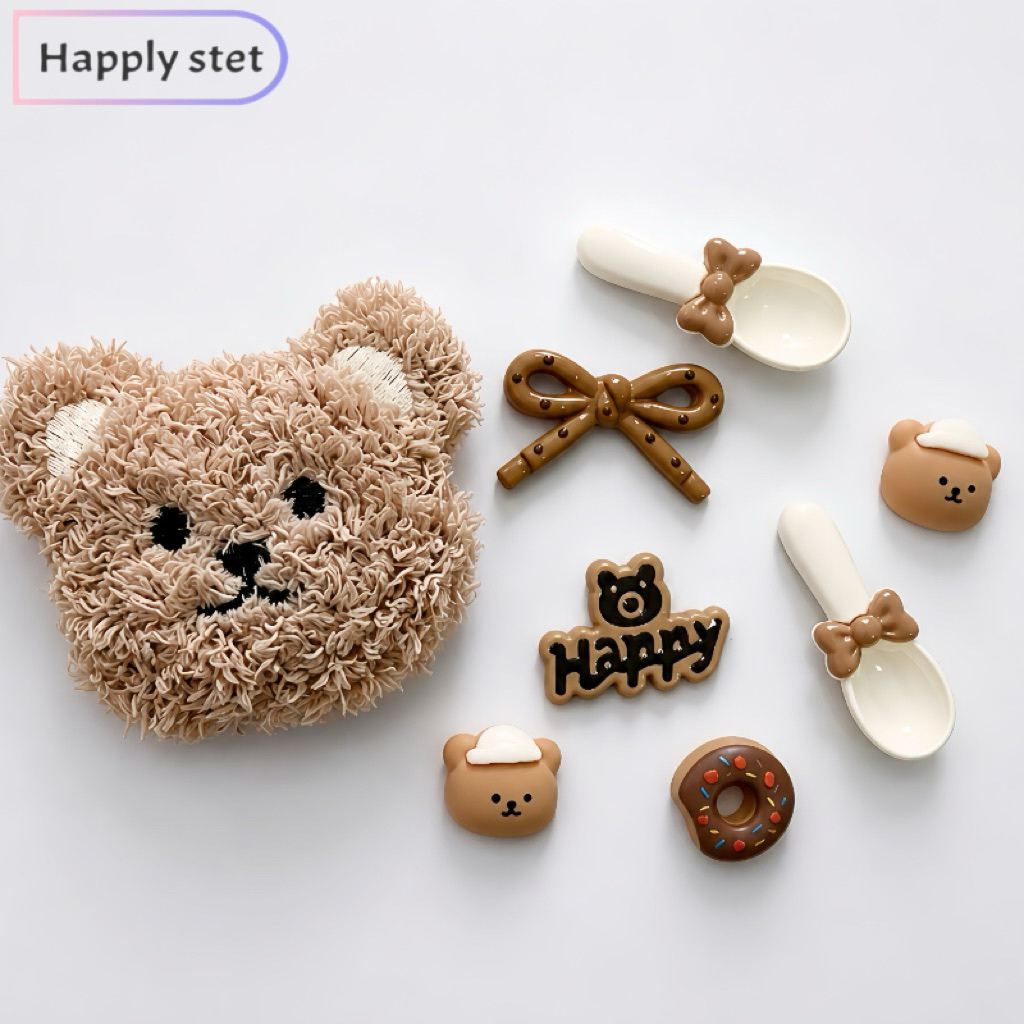 Happystep 8ชิ้น/เซ็ต G10หมีบราว*เฉพาะตัวติด(พร้อมส่ง) จิ๊บบิท ตัวติดรองเท้า ชุดตกแต่งรองเท้า ลายการ์ตูนน่ารักๆ
