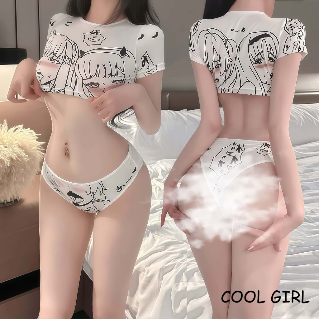 🩶girl🤍ชุดบอดี้สูทเซ็กซี่ ชุดยั่วผัว ชุดนอน2ชิ้น สีขาว ราคาถูก พร้อมส่งจากไทย