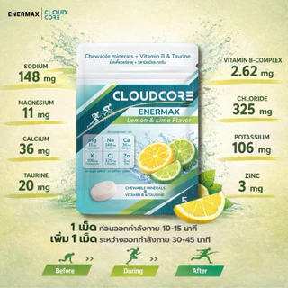 CLOUDCORE ENERMAX ป้องกันตะคริว เม็ดเคี้ยว [ซื้อ 4 จ่าย 3] แร่ธาตุผสมวิตามิน จากกรดอมิโนทอรีน วิตามินบีรวม