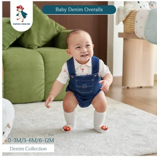 (ส่งด่วน) Charles x Snow Owl ชุดเอี๊ยมยีนส์ Denim Overalls (0-12m)