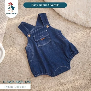 (ส่งด่วน) Charles x Snow Owl ชุดเอี๊ยมยีนส์ Denim Overalls (0-12m)