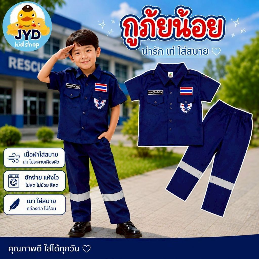 (jyd) ชุดอาชีพเด็ก ชุดกู้ภัยเด็กสีกรม ชุดปอเต็กตึ๊งสีกรม ชุดอาสาสีกรม ชุดกู้ภัยเด็ก ชุดอาสารุ่นจิ๋ว ชุดอาสาเด็ก ชุดปอ