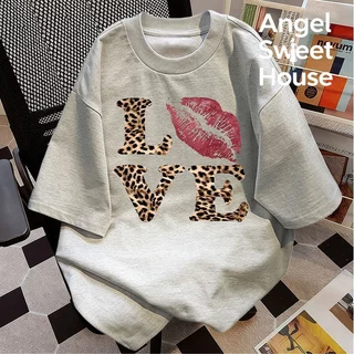(จัดส่งตลอด 24 ชั่วโมง）Angle Official เสื้อยืดผู้หญิง Oversize Y2K สายฝอ Streetwear เสื้อแฟชั่นผู้หญิง L66