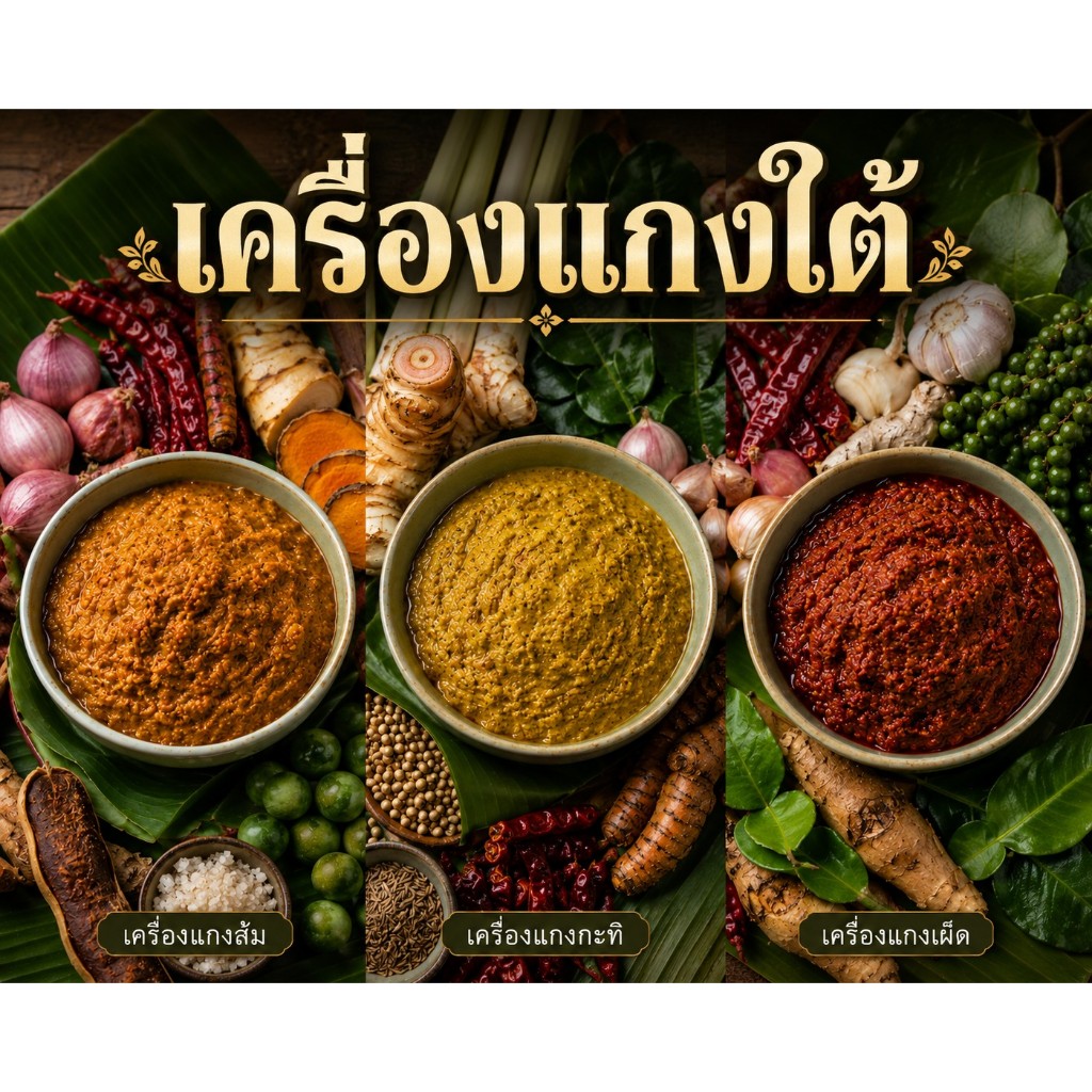 เครื่องแกงใต้ แกงส้ม แกงคั่ว แกงกะทิ ขนาด 1 ครั้งแกง สดใหม่