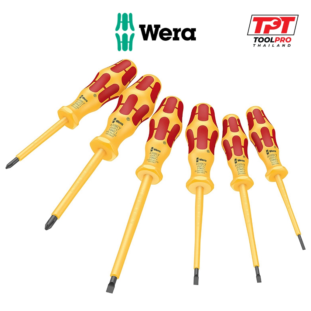 Wera ชุดไขควงกันไฟฟ้า ด้ามสีเหลือง 1060i / 1062i /6 Kraftform VDE Screwdriver Set (05051575001)