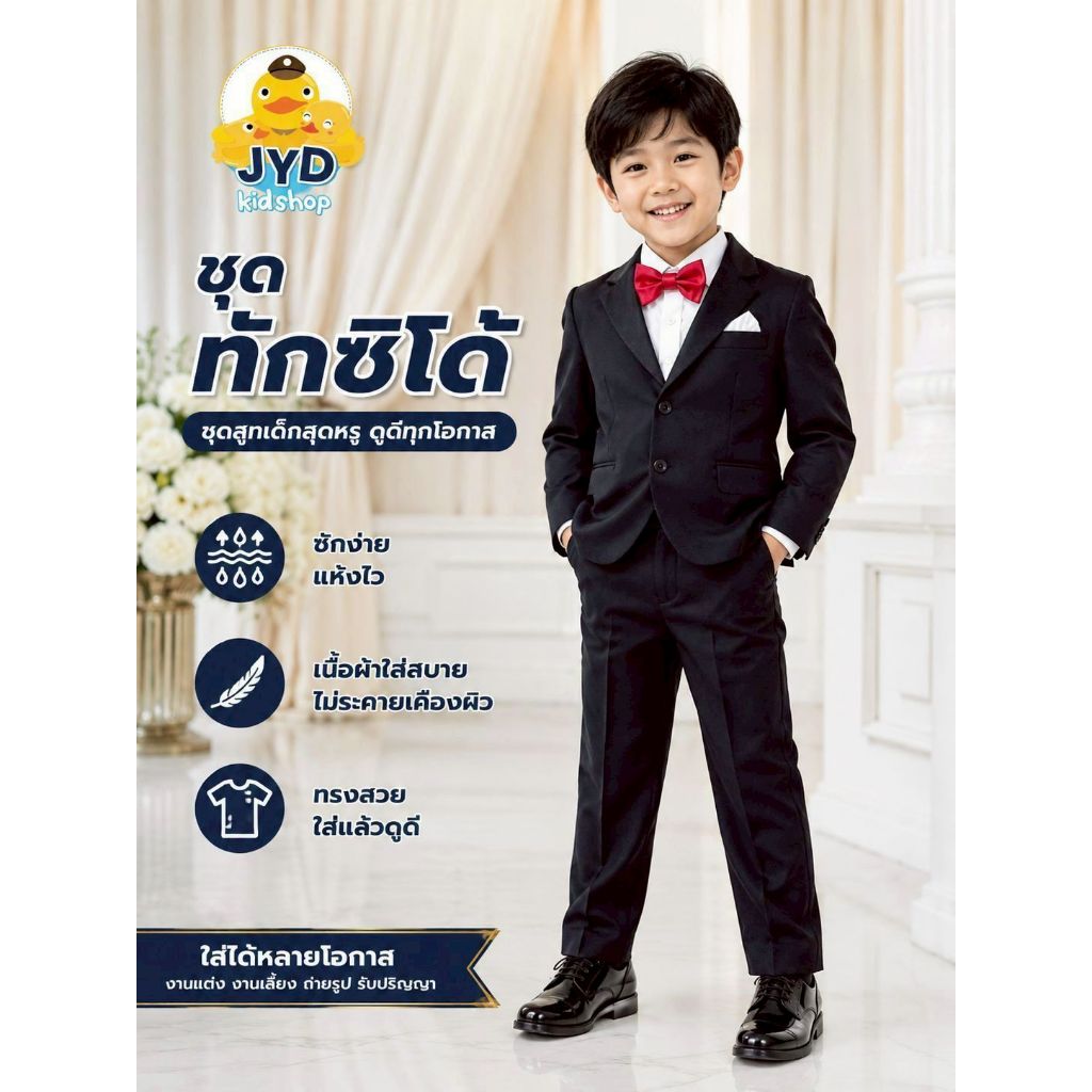 (jyd) ชุดอาชีพเด็ก ชุดทักซิโด้ สีดำ ชุดสูทเด็ก ชุดสูทสีดำ