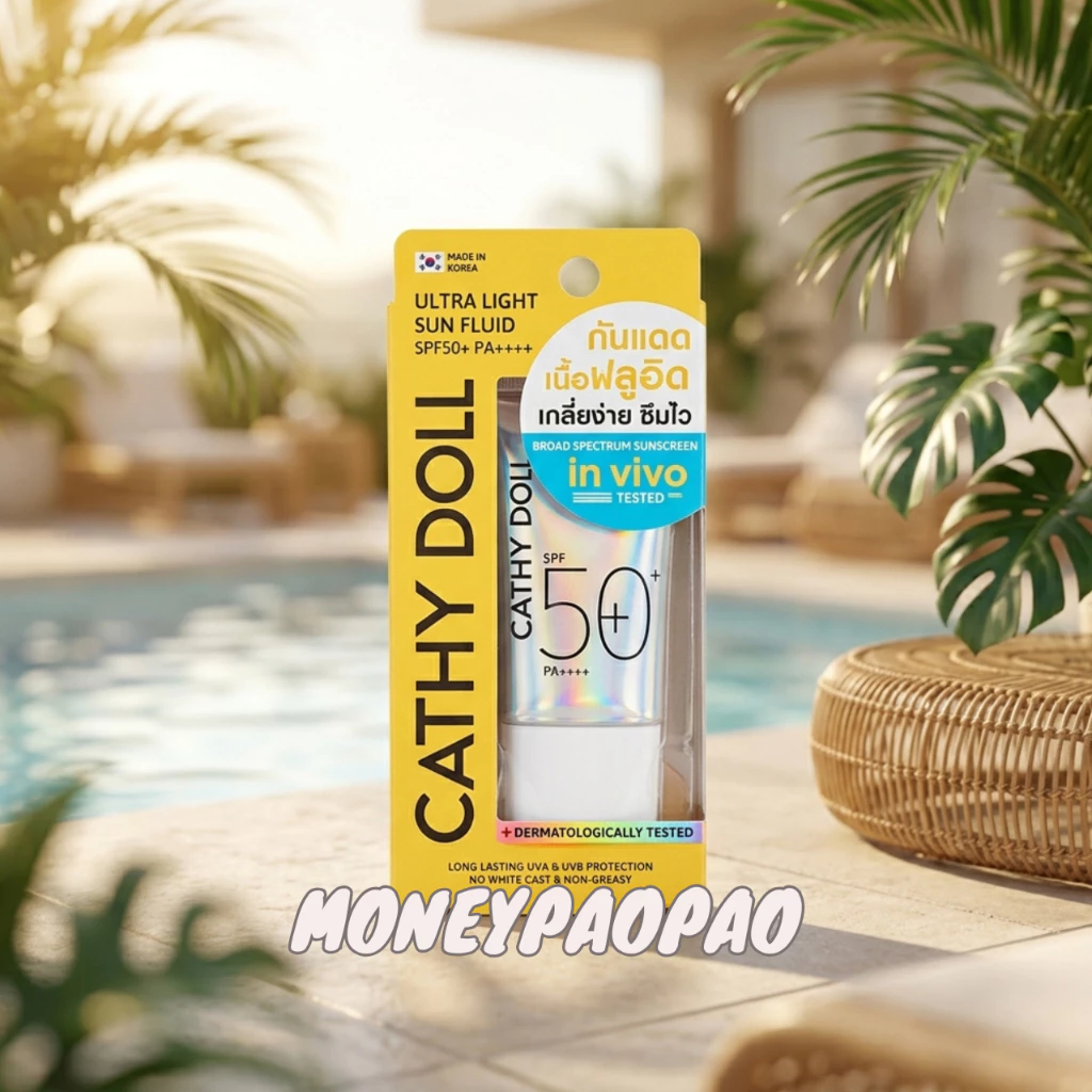 (แพ็คเกจใหม่) Cathy Doll Ultra Light Sun Fluid SPF50+ PA++++ ครีมกันแดดเนื้อฟลูอิด (ขนาดพกพา 15 ml)