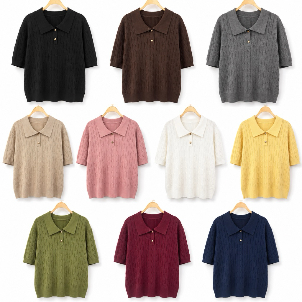 เสื้อโปโลไหมพรมแขนสั้น SK03