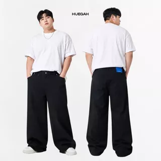 HUEGAH Baggy Super Black Denim (L-11XL) กางเกงยีนส์ขากระบอกใหญ่สีดำ ไซส์ใหญ่