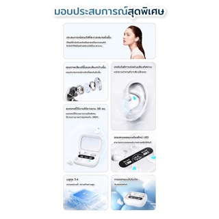 F3 2-in-1 หูฟังบลูทูธ 5.4, ความหน่วงต่ำ, คุณภาพเสียงสูง, ระบบตัดเสียงรบกวน ENC, ระบบควบคุมแบบสัมผัส และแบตเตอรี่ใช้งานได