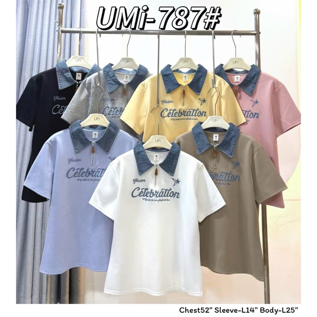 เสื้อคอปกยีนส์ผ้านาโนงานปักอก