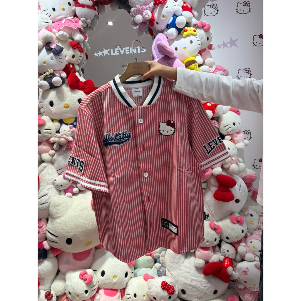 Levents® x Hello Kitty | Striped Baseball Jersey/ Red