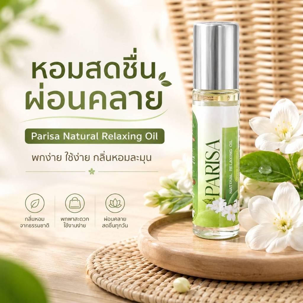 พิมเสนน้ำ กลิ่นกาสะลอง ปาริสา 8 มล ช่วยผ่อนคลาย นอนหลับสนิท