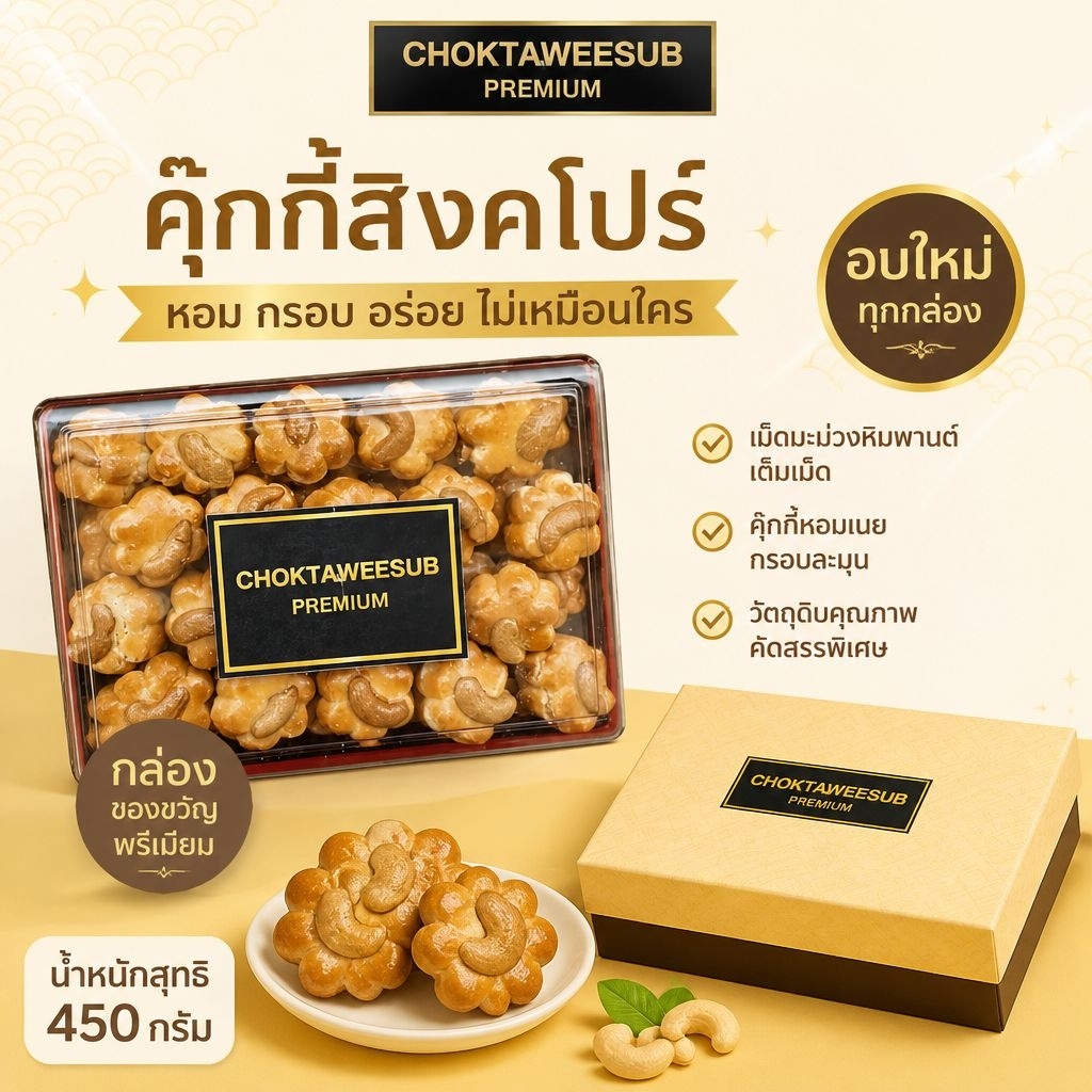 Gife Box คุกกี้สิงคโปร์เกรดพรีเมี่ยม กล่องใหญ่ 900 กรัม