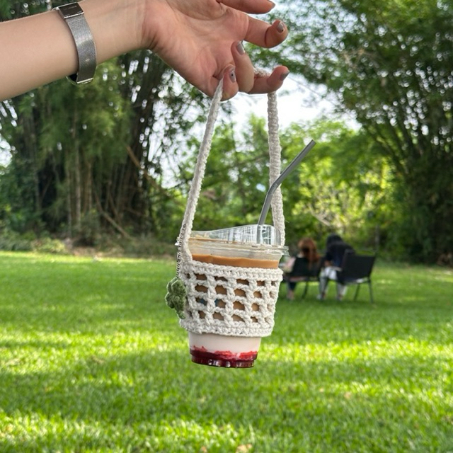 โครเชต์ cup holder - cup sleeve ที่ใส่แก้วแฮนเมด