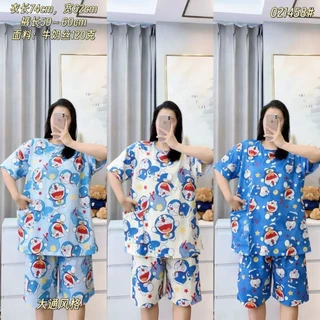 ชุดนอนไซส์ใหญ่6XL ชุดนอนแขนสั้นขาสามส่วน ชุดนอนคนอ้วน น้ำหนัก100กก.ใส่ได้