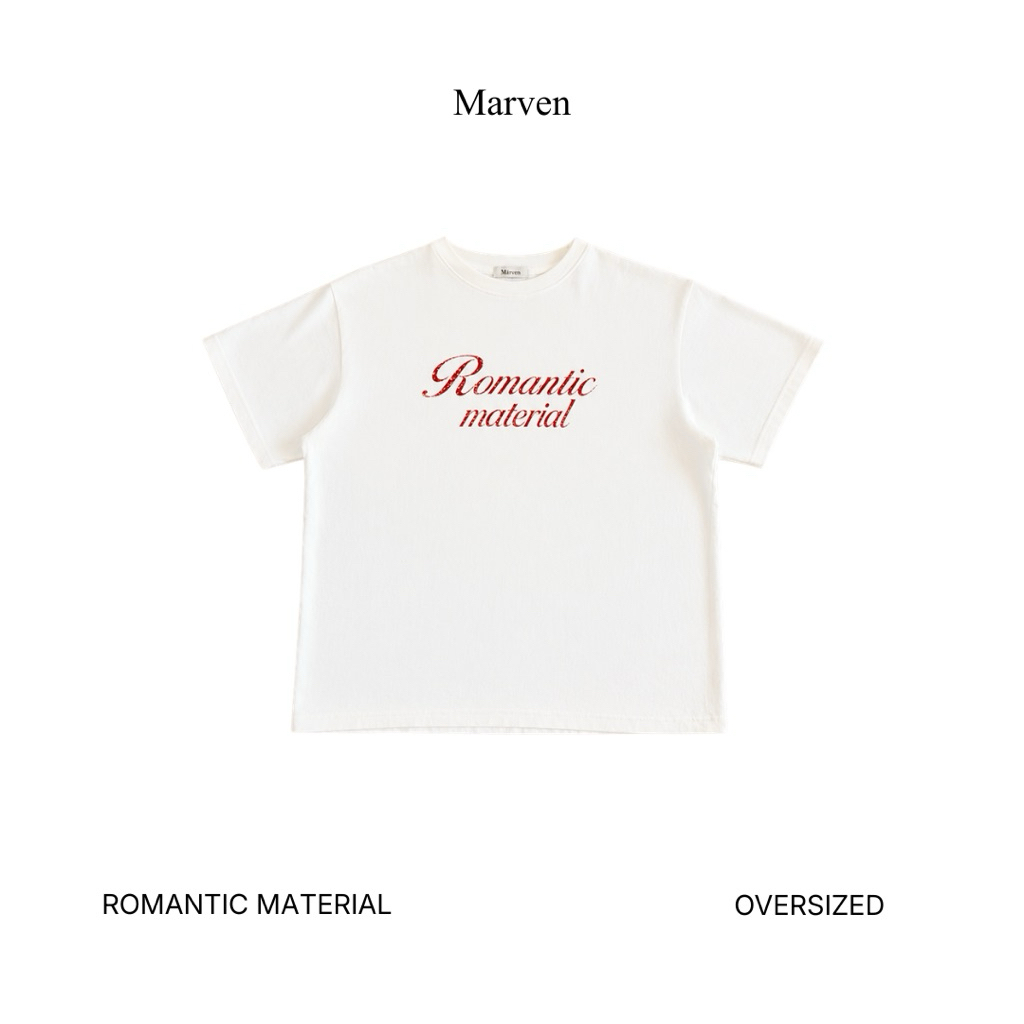 Marvenapparel - Romantic Material (Unisex) เสื้อยืดสกรีนลายทรง Baby crop / Oversized