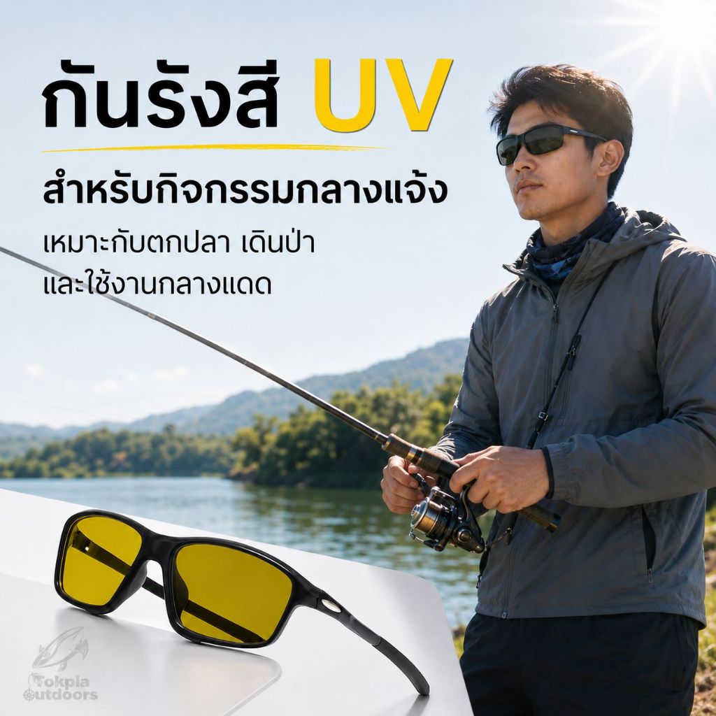 แว่นกันแดด UV เลนส์เปลี่ยนสีออโต้ แว่นขับรถกลางวันกลางคืน ลดแสงจ้า สำหรับมอเตอร์ไซค์ ขับรถ ตกปลา แฟชั่น