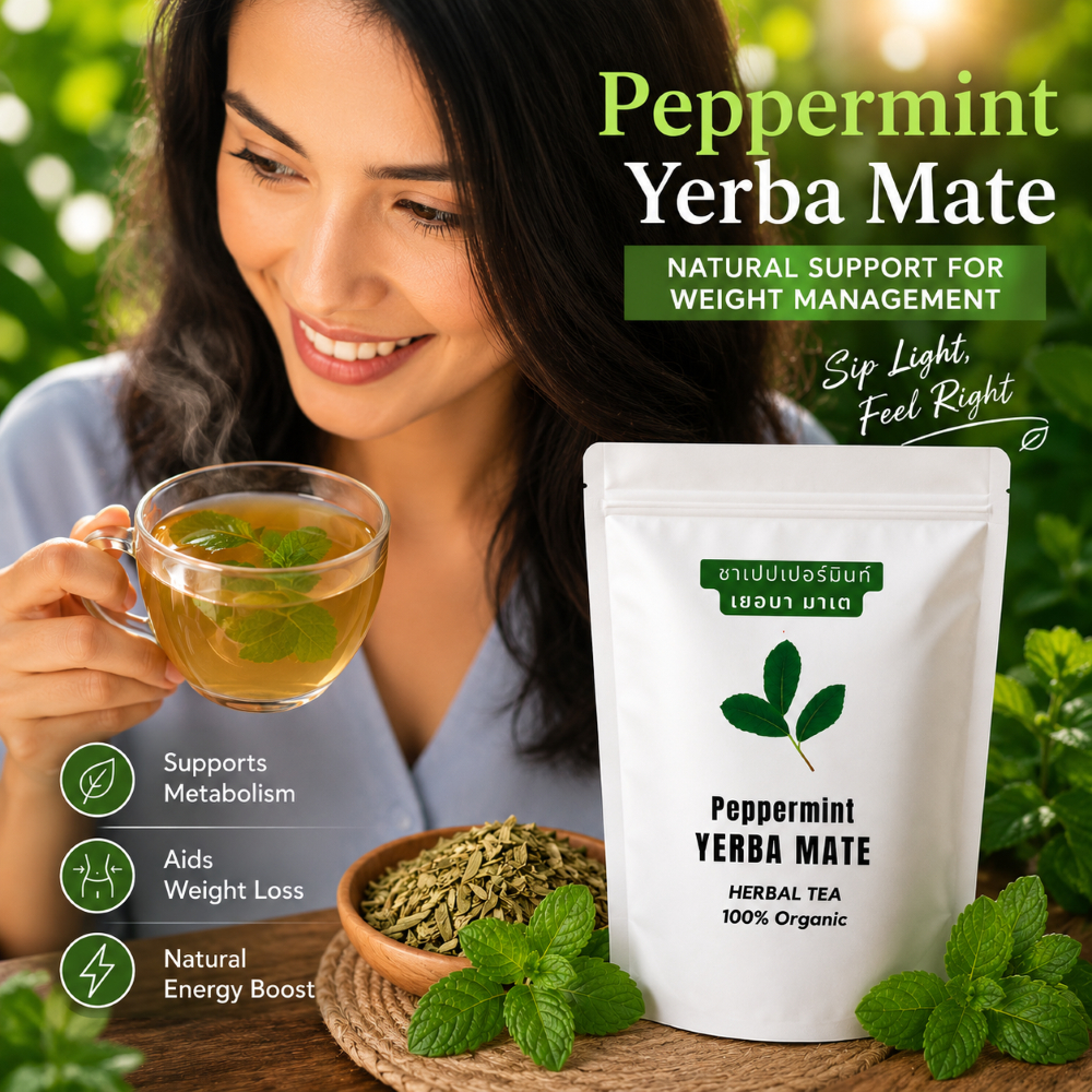 ชาเปปเปอร์มินท์ เยอบา มาเต ออร์แกนิค Peppermint YERBA MATE ไม่มีน้ำตาล ชาสมุนไพร Natural & 100% Orga