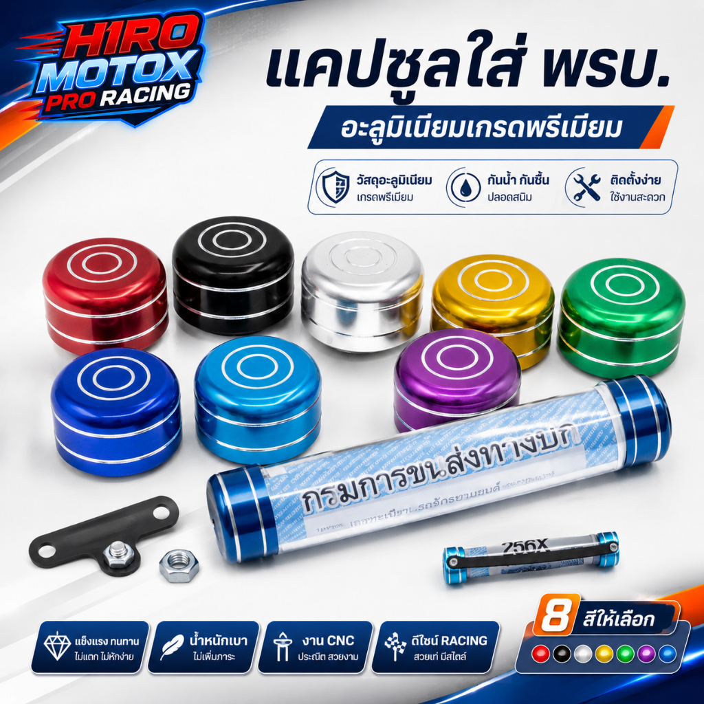 แคปซูลใส่ พ.ร.บ. อลูมิเนียม รถมอเตอร์ไซค์ กันน้ำ กันสนิม พร้อมขายึด มี 8 สีให้เลือก